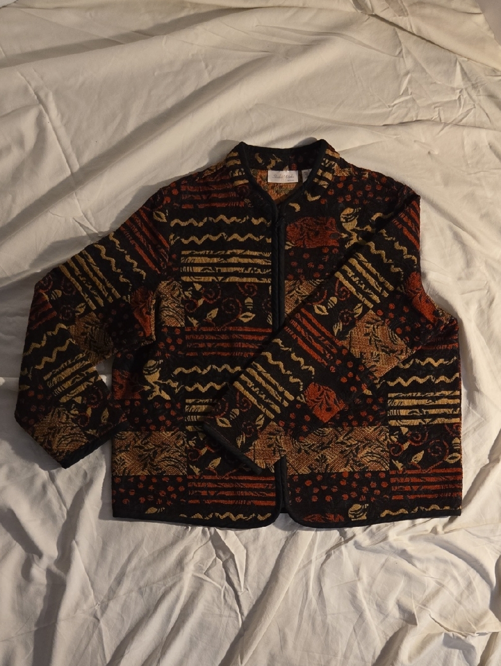 Studio Works Black, Rust & Gold Jacquard Short Jacket
